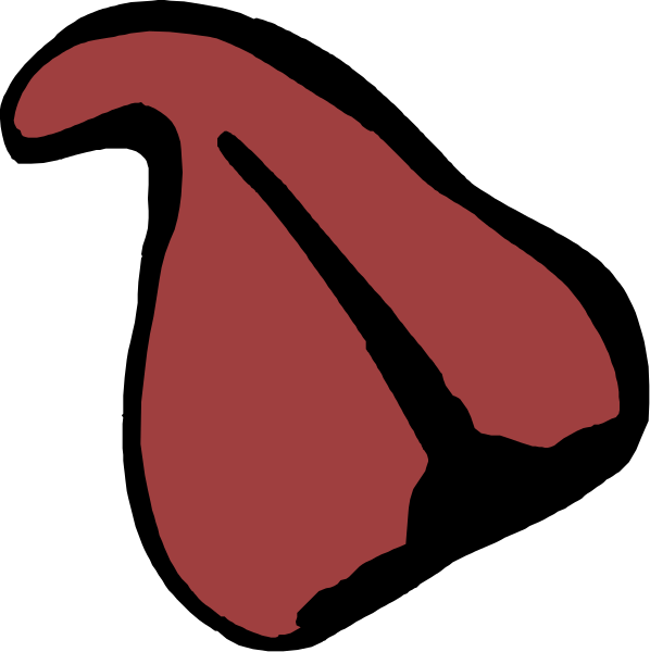 The red silhouette of a flower with five petals against a black background.