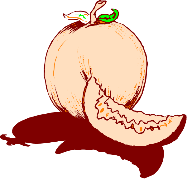 The illustration shows a cartoon depiction of an apple with its stem on top sitting next to what appears to be a slice of fruit that has been cut from it in such a way as if peeling off, revealing another piece underneath.