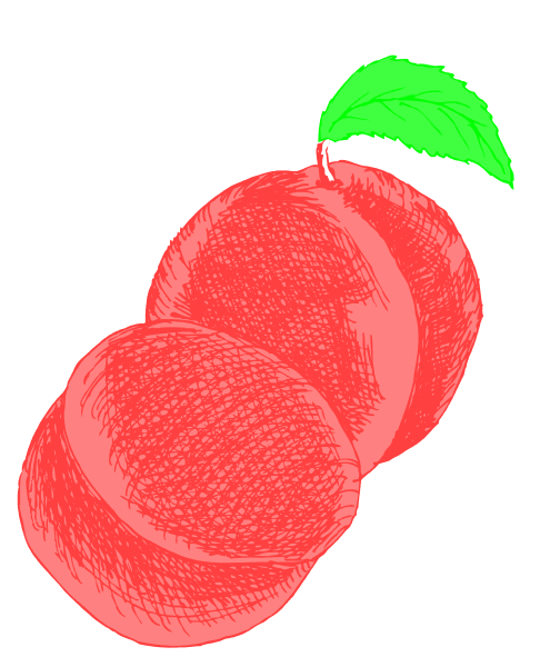 The image shows a red apple with two leaves on it against a black background.