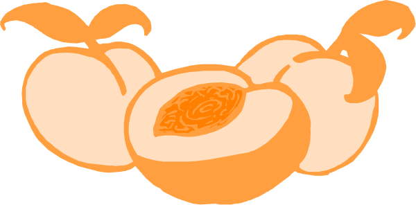 The image shows a cartoon of an orange with two eyes on it sitting next to another similar object that has been cut in half horizontally, revealing its interior contents which resemble eggs inside what appears to be a shell-like structure; there is no text present within this small clip art illustration.