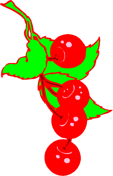 The image shows a bunch of red grapes with green leaves attached to them on what appears to be a stem against a black background.
