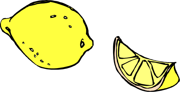 The image shows a slice of lemon with two holes cut out on top against a black background.