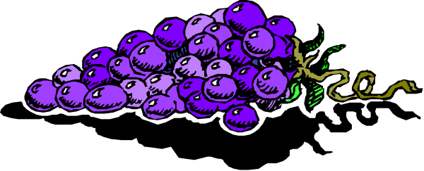 The image shows a bunch of purple grapes with faces on them sitting next to each other against a dark background.