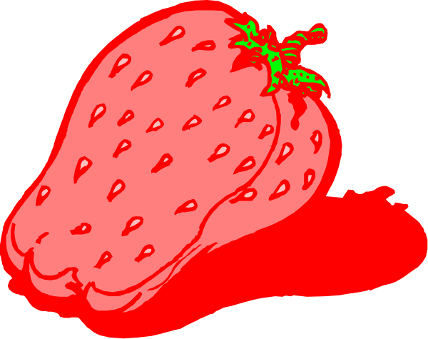 The image shows two cartoon strawberries with a stem on top of them against a black background; there is no text present in this clip-art illustration.