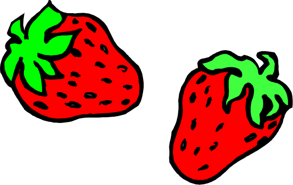 The image shows two strawberries with green leaves against a black background on top of each other; below them is another single red strawberry without any visible stem or leaf.