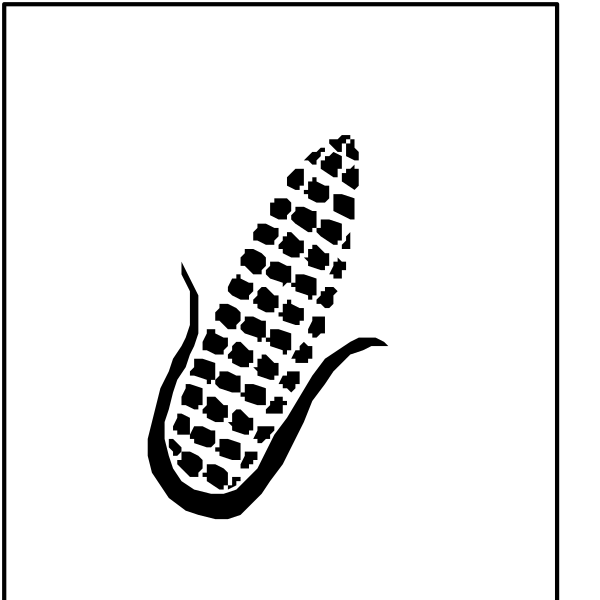 The black and white logo features a corn cob on top of an ear of wheat with two ears visible against a background that is divided into four quadrants by lines running horizontally across it; each quadrant contains different symbols: in one, there's a house symbolizing home or housing; another has the silhouette of what appears to be a person standing upright and facing forward, possibly representing human activity or presence; yet another shows an ear of wheat with two ears visible against a background that is divided into four quadrants by lines running horizontally across it.
