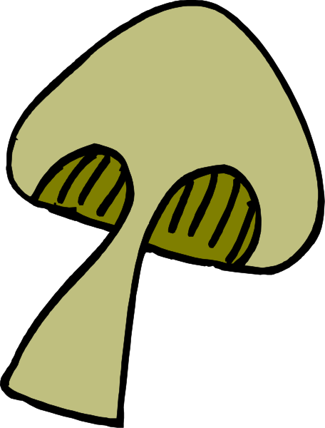 The image shows a mushroom with an umbrella on top of it against a black background.