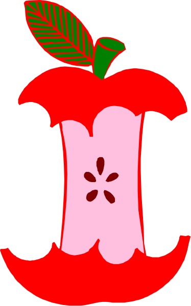 The image shows a red apple with an open book on top of it, both set against a white background.