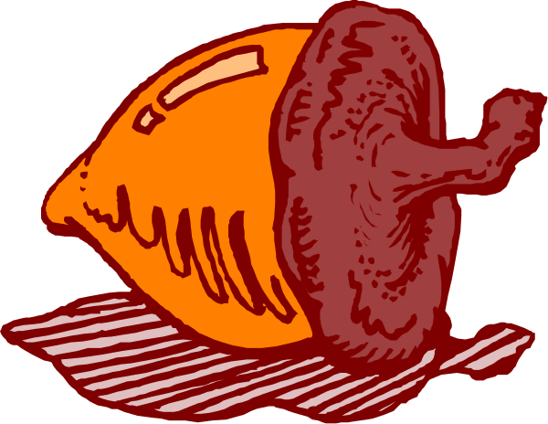 The image shows a cartoon of an open book with pages that resemble slices of bread on either side; between them is a large orange fish swimming in water under what appears to be a bridge made from two pieces of toast, one at each end.
