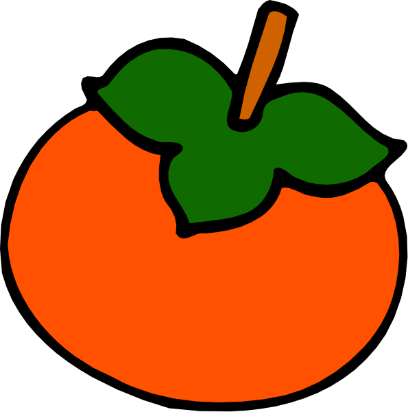 The image shows two identical illustrations of an orange with a green leaf on top against a black background; there is no text present in this clip-art picture.