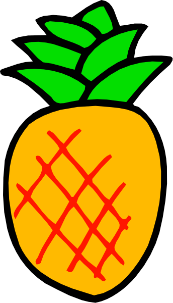 The image shows a pineapple with an orange top on it against a black background.