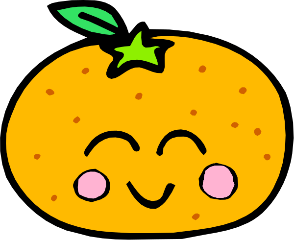 The image shows two cartoon orange fruits with faces drawn on them; each has a different expression: one is smiling broadly while the other appears to be frowning slightly.