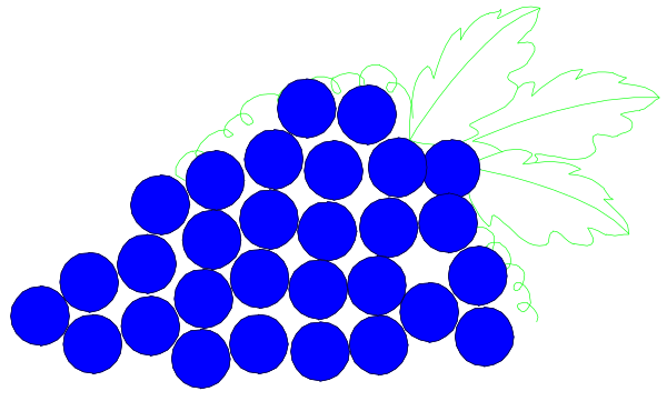 The image shows a green grape leaf with blue berries on it against a black background.