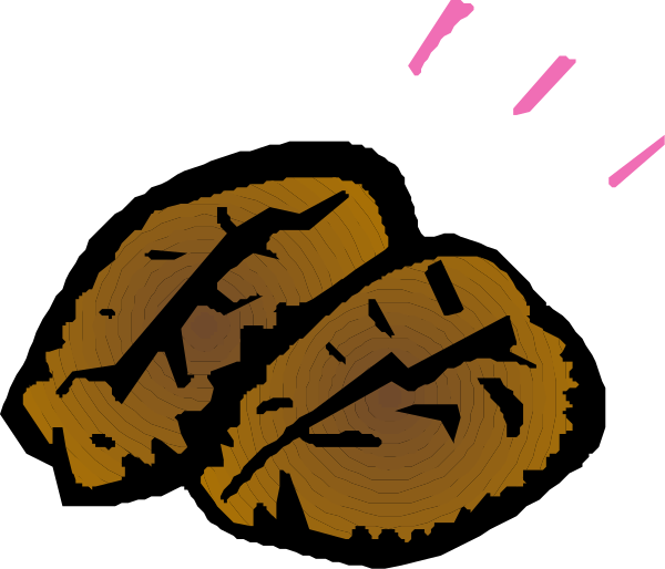 The image shows a closeup of two slices of wood with visible grain patterns against a black background; there is no text present in this clip-art illustration.