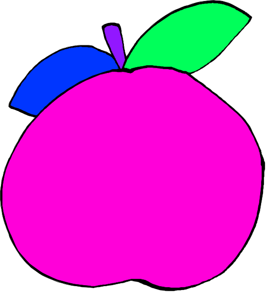 The image shows a pink apple with an orange stem on it against a white background.