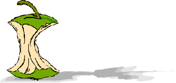 The image shows a cartoon apple with an open top floating on water next to another whole apple that is sinking into it from above.