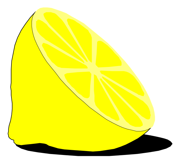 The image shows a slice of lemon with its pulp exposed on top against a black background.
