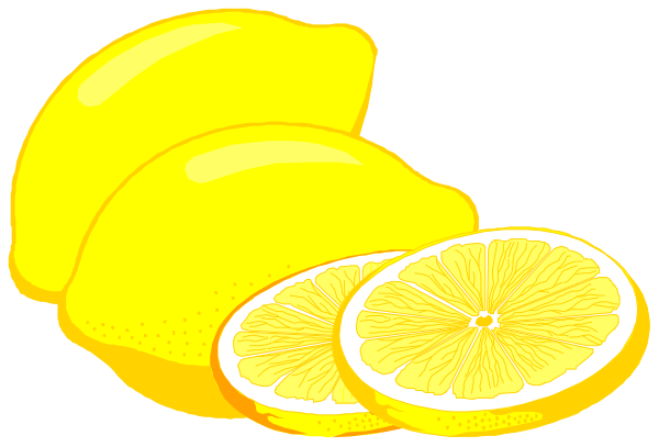 The image shows a slice of lemon with seeds on top next to two slices of orange that have been cut into wedges.