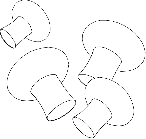 The black and white illustration shows a collection of six bottle caps with screws on top against a dark background.