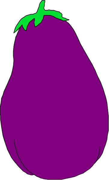 The purple eggplant with a green stem on it against a gray background.