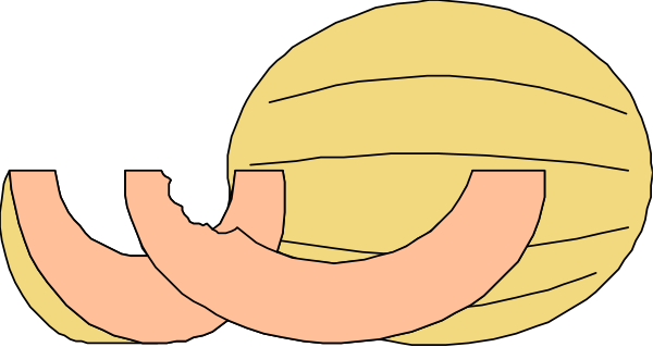 The image shows a cartoon of two smiling faces with eyes closed on either side of an object that resembles a sunset in color; it is set against a dark background.