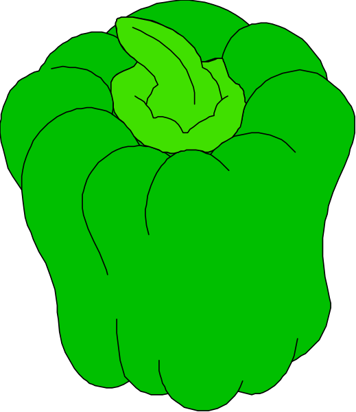 The image shows a green pepper with an opening at its top on a black background.