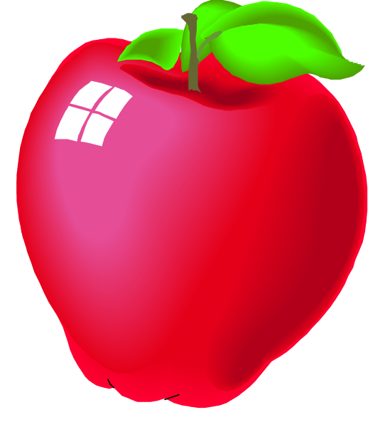 The image shows a red apple with an open window on it against a white background.