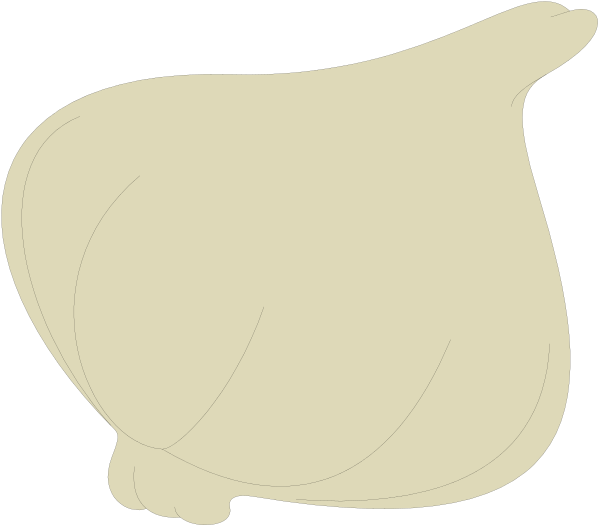 The image shows a simple black and white line drawing of an object that resembles a large bell pepper with two smaller ones on top.