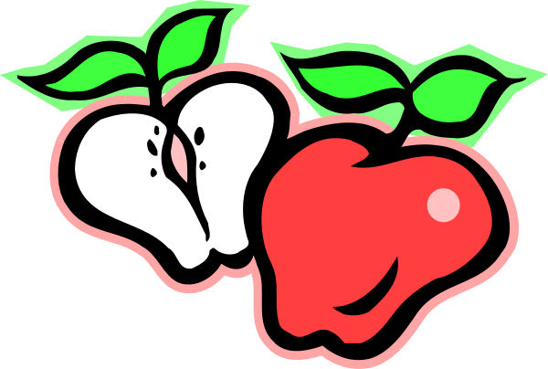 The image shows a stylized graphic of an apple with two leaves on either side, each leaf containing what appears to be white text that is too small for me to read clearly; it's set against a light background and has no additional context provided in this description.