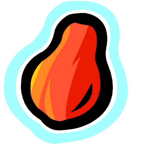 The image shows a stylized red chili pepper icon with an orange glow effect on it against a dark background.