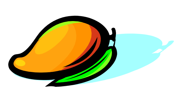 The image shows a cartoon depiction of an orange with two green leaves on top floating above water that is colored blue-green at its base.