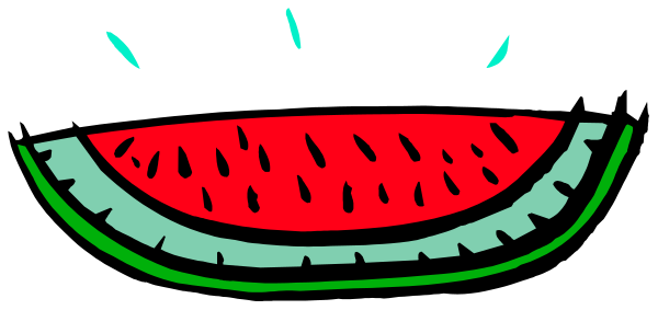The image shows a cartoon watermelon with eyes that appear to be crying tears of joy or laughter.