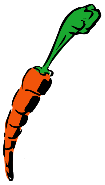 The image shows a carrot with two green leaves attached to it against a black background.