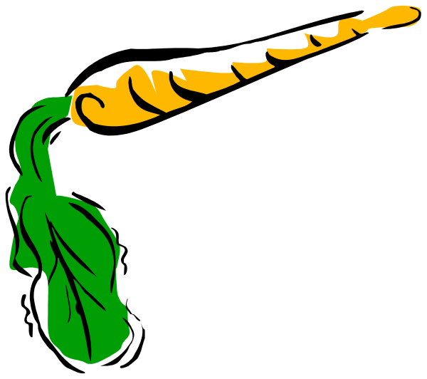 The image shows a black background with two green leafy vegetables on either side of what appears to be an orange carrot in between them.