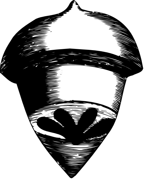 The black and white illustration shows a shield with an emblem on it that resembles a helmeted head wearing armor in profile view against a dark background.