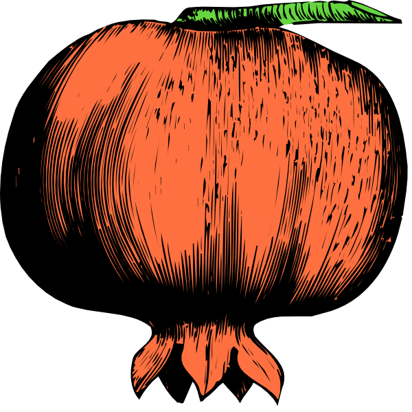 The image shows a red apple with an orange stem on top of it against a black background.