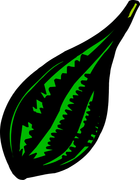 The image shows a green banana with an open top on it against a black background.
