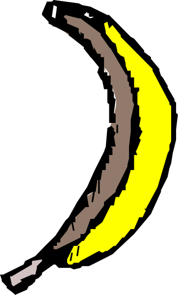 The image shows a banana with two distinct halves on either side of it against a black background.
