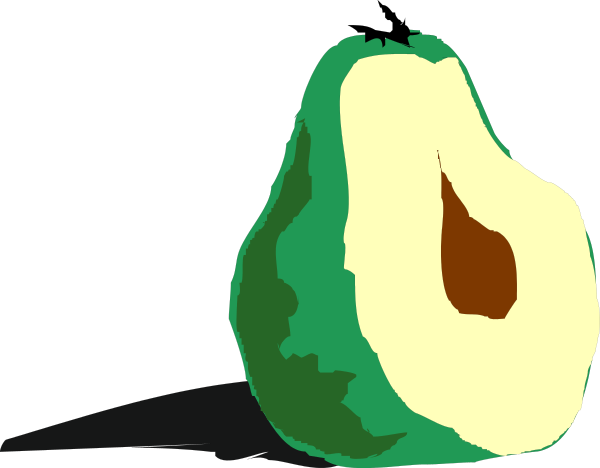 The image shows two halves of an avocado with a dark background.