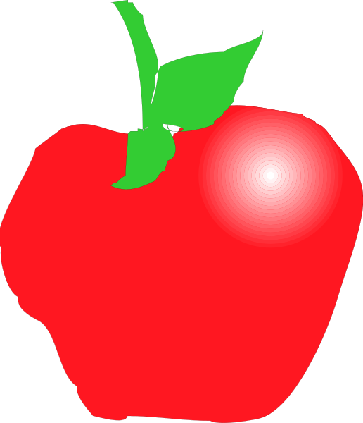 The image shows a red apple with green leaves on top of it against a black background.