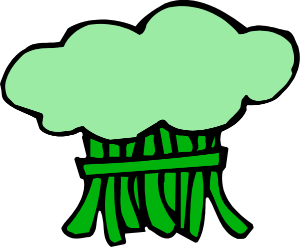 The image shows a cartoon of an overcast sky with green trees below it on what appears to be a dark background.