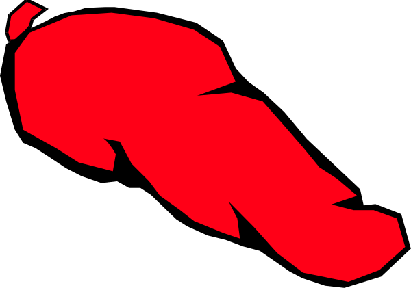 The image shows a red silhouette of an animal with its head turned to look back over its shoulder while running away from something in front of it on what appears to be water.