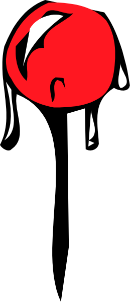 The image shows a red balloon with white dots against an indistinct background that appears to be black due to low resolution.