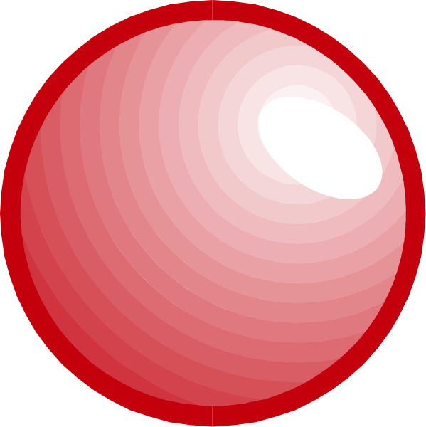 The image shows a red circle with two smaller circles inside it on either side of an equatorial line that divides them into four equal quadrants; there is no text present in this clip-art illustration, and all objects depicted here appear to be geometric shapes without any action or setting implied.