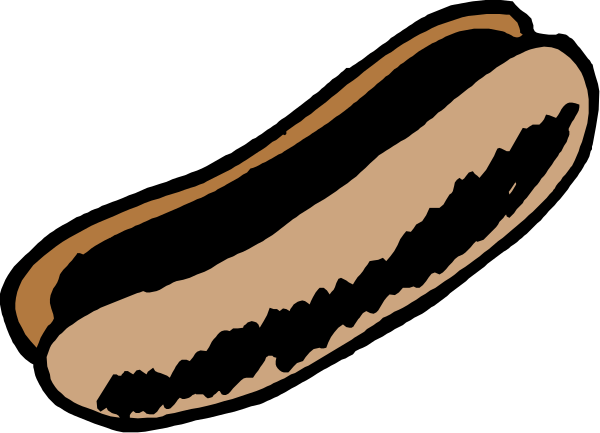 The image shows a hot dog with mustard on it next to two pickles.