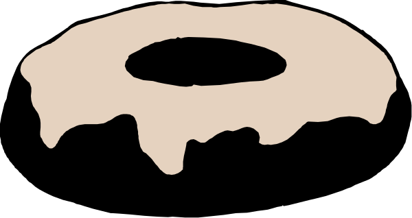 The image shows a donut with frosting on top of it placed against an abstract background that resembles ice cream cones melting together in black and white tones.