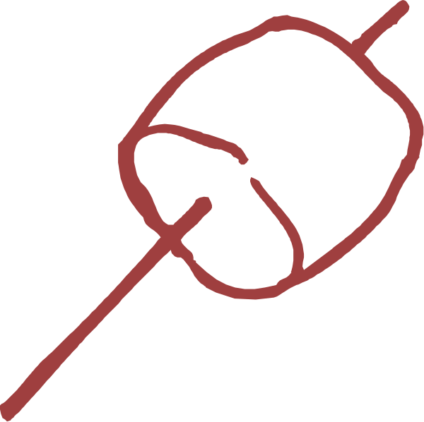 The image shows a marshmallow on top of an ice cream cone with two sticks sticking out from either side at different angles; it is set against a black background.