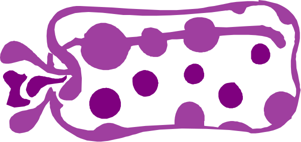 The image shows a purple object with white dots on it against a grey background; there is no text present within this small clip-art image.