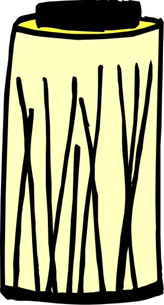 The image shows a tall cylindrical object with vertical lines that resembles bamboo stalks against an abstract background in black-and-white tones.
