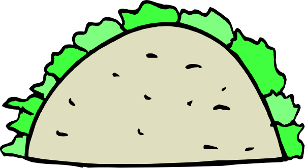 The image shows a taco with lettuce on top of it against a black background.